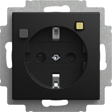 Busch-Jaeger FI-SCHUKOMAT FI-SCHUKOMAT SCHUKO® Inserto presa di corrente con interruttore di protezione da corrente di guasto Contatto di protezione (SCHUKO) 2P+PE 16 A 30 mA nero opaco - Busch-balanc
