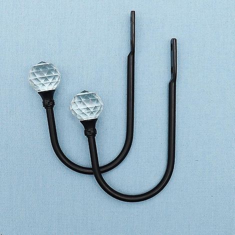 2 Pcs Embrasses Rideaux Noir Mtal Crochet Pour Rideaux Mural En Cristal Pour Maison Bureau Htel (1/5)