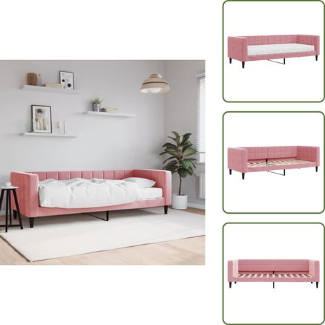 The Living Store Tagesbett mit Matratze Rosa 80x200 cm Samt - Schlafsofa (1/5)