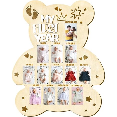 Personalisierte Holzbilderrahmen Babygeburtstag Personalisiertes Geburts oder Taufgeschenk Dekoration für Kinderzimmer Wohn und Esszimmer Stil A (1/5)