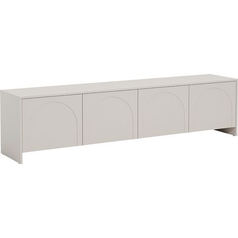 Vente-Unique – Meuble TV 4 portes en mdf mélaminé – Couleur beige – Dimensions 198x50x40 cm – Mécanisme push to open – Éco-responsable fabriqué en Europe (1/5)