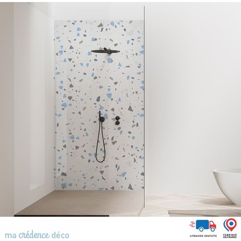 Panneau de douche : Terrazzo di Vigoleno - Couleur bleu roi - Alu composite - 90 - 245 (1/2)