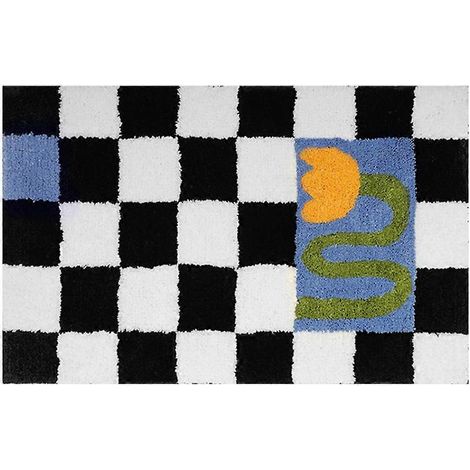 Tapis de bain à motif floral, peluche douce, motif à carreaux, tapis de bain floral doux, tapis de chevet, tapis décoratif antidérapant AA (1/5)