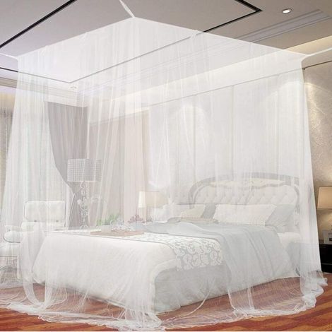 Moustiquaire de lit extra large 190x210cm – Moustiquaire baldaquin en polyester – Installation facile pour lits simples et doubles (1/4)