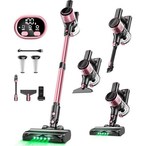 Aspirateur balai sans fil 8-en-1 puissant et léger Écran LED, 3 modes d’aspiration Batterie amovible de 45 minutes
