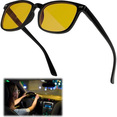 Polarisierte Nachtsichtbrille für Damen und Herren, gelbe Gläser zur Reduzierung von Blendung, bessere Sicht bei Nacht und in der Dämmerung, komfortabel
