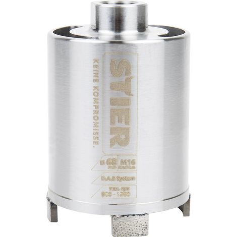 STIER Premium Diamant Dosensenker DAS System für Staubabsaugung, Bohrkrone, Durchmesser: 68 mm, Bohrkopftiefe: 70 mm, M16, Dosenbohrer, Bohrkrone für Steckdosen, Kernbohrer (1/4)