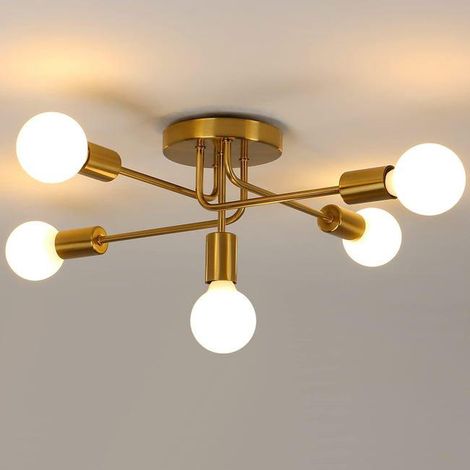 Lustre moderne, plafonnier semi-encastré à 5 lumières, éclairage de plafond réglable pour salon, cuisine, salle à manger, ferme, couloir (réf. produit : 96813598 Réf. offre : mkh25.7.22-9) (1/4)