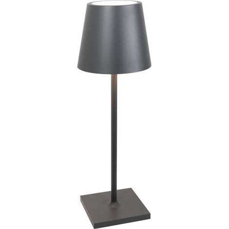Zafferano Lampada a led da tavolo Poldina L Desk  Grigio Scuro ricaricabile e dimmerabile con batteria fino a 12 ore