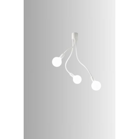Plafonnier Blanc En Gomme Série 6678, Diamètre 39 Cm, Hauteur 81 Cm, 3Xe27 Max 60W, Design Moderne Et Élégant Par Perenz Pour Votre Intérieur. (1/2)
