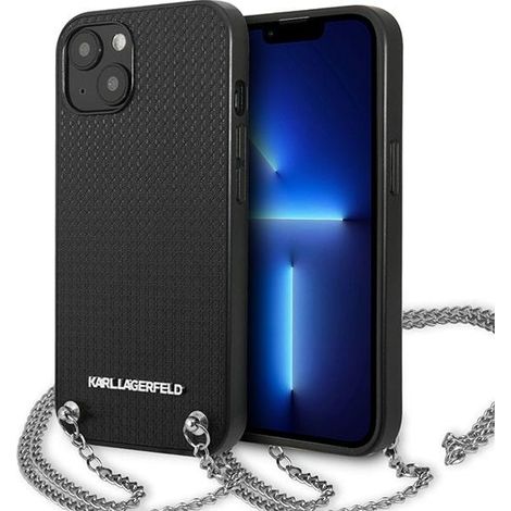 Custodia per iPhone 13 mini in similpelle nera testurizzata Karl Lagerfeld (1/5)