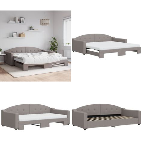 Sofá cama nido con colchón tela gris taupe 100x200 cm - Cama nido - Sofá cama 2 en 1
