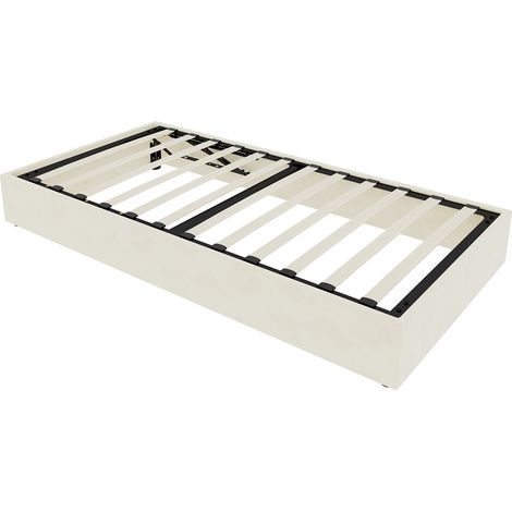 Estructura de cama moderna minimalista 90 x 200 cm beige en terciopelo holandés con pistones de gas (1/5)