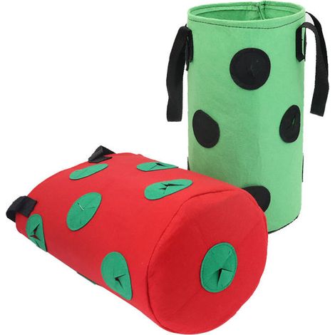 Sac De Plantation Fraises,2 Pièces Sac Culture Fraises,Sacs de Plantation de Jardin,Sac de Culture de Fraises en Non Tissé, Sac à Fraisiers,pour Fraises, Herbes, Fleurs (3Gallon, 20x35CM)