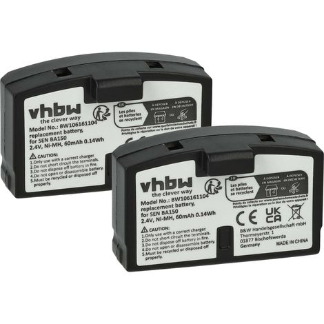 vhbw 2x Battery compatible with Sennheiser HDR40, IS150, HDR54, IS380, IS300, RS5, RS4 Wireless Headset Headphones (60mAh, 2.4 V, NiMH)