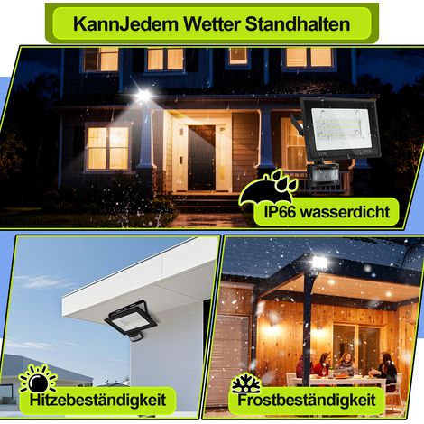 Wolketon LED Fluter mit Bewegungssensor 4X 20W Außenbeleuchtung Scheinwerfer Strahler Kaltweiß