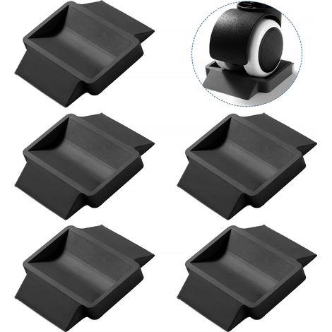 Lot de 5 patins en caoutchouc noir, protections pour pieds de meubles, protecteurs de sol antidérapants pour roues mobiles (1/5)