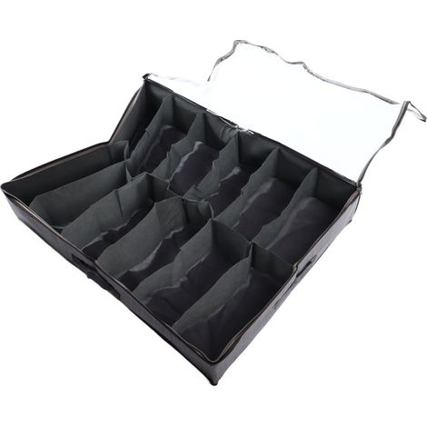Boîte de rangement sous le lit à 12 compartiments, en tissu anti-poussière, avec poignée robuste, pour chaussures, chaussettes et sous-vêtements. (1/5)