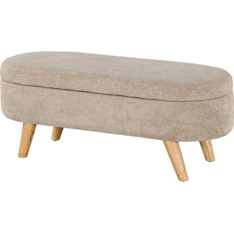 Banquette/bout de lit 2 en 1 en tissu avec rangement et pieds en bois, 110 cm de large x 40 cm de profondeur x 43 cm de haut, beige (1/5)