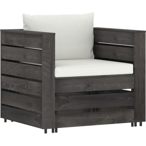 Maison Exclusive - Set Salotto da Giardino 2pz con Cuscini Legno Impregnato Grigio (1/5)