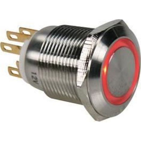 Bouton-poussoir Acier Inoxydable SPDT 1NO 1NC Anneau Rouge LED 19 mm