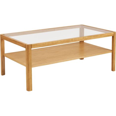 Tavolino da salotto Lourmarin in rovere e vetro temperato naturale 110×60 cm