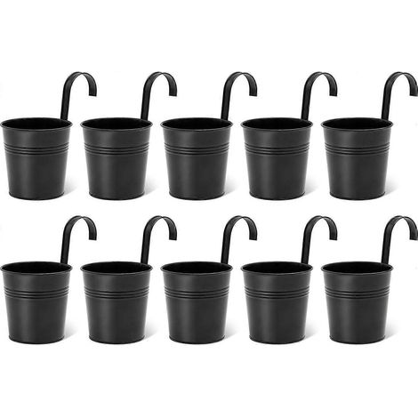 10 cm großer Metall-Hängekorb mit abnehmbaren Haken, ideal für den Innen- und Außenbereich, kompatibel mit Gärten, Balkonen, Zäunen und Geländern. (1/5)