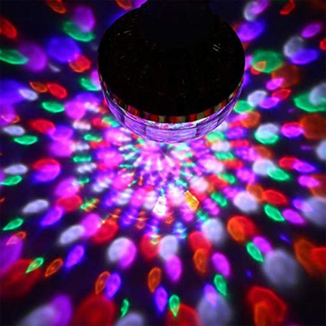 Ampoule LED à effet stroboscope boule magique cristal rotative RGB couleur pour discothèque E27 6W (1/2)