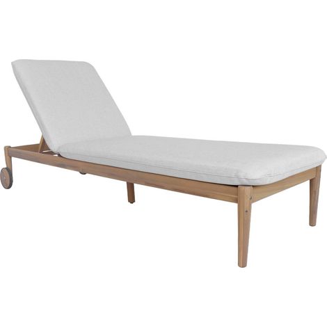 sweeek - Akazienholz-Sonnenliege mit 4 Positionen und Rollen Natur / Beige