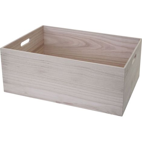 Caja de madera HHG-184, caja decorativa para almacenamiento, caja de madera, estilo vintage desgastado, 60 x 40 x 24 cm, marrón natural