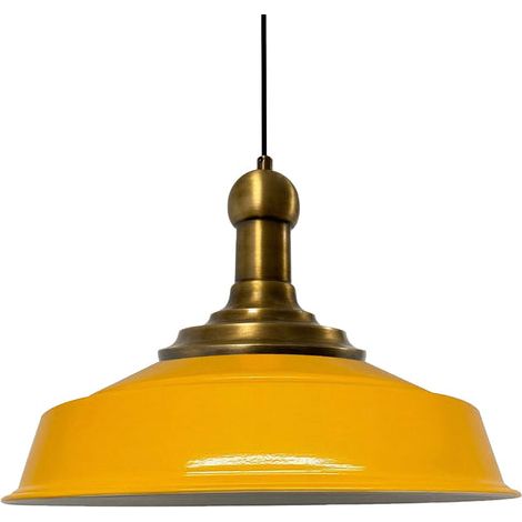 Handbemalte Industrielle Hängeleuchte aus Gelb Metall – Vintage-Kronleuchter E27 Ø41 cm für Wohnzimmer, Schlafzimmer Oder Esszimmer (1/5)