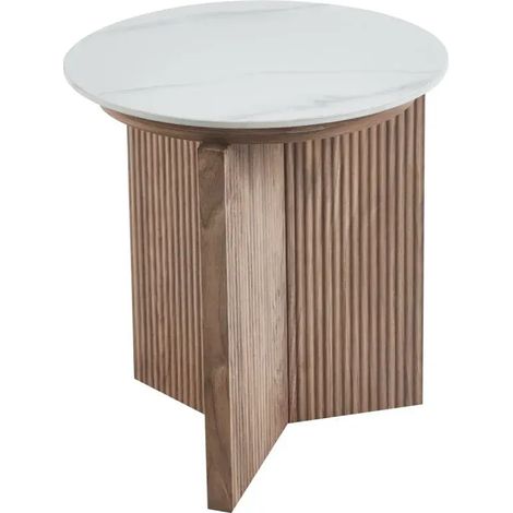 CASA COLLECTION Tavolino Kami Con Top Marmorizzato Bianco 45 cm