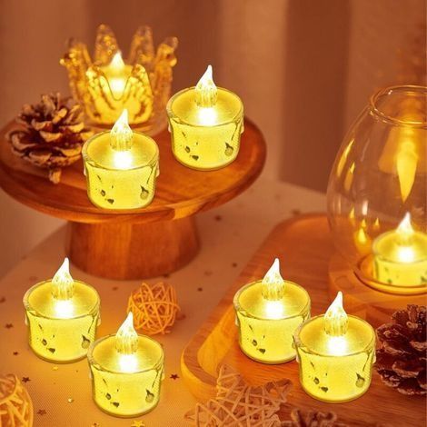Lot de 24 bougies chauffe-plat à LED sans flamme, à piles, fausses bougies électriques, décoration pour fête, mariage, anniversaire, fête des mères (1/5)