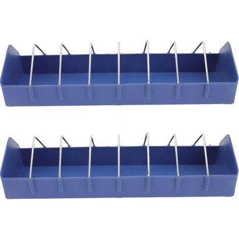 Lot de 2 mangeoires à pigeons avec rigoles d'alimentation et accessoires pour cage à pigeons-40.00X11.00X9.50CM-Blue (1/4)