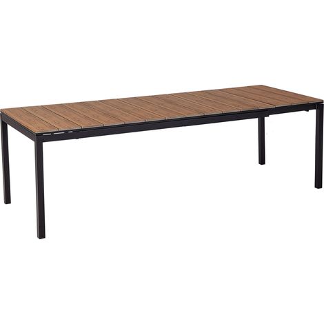 Mesa de jardín extensible 198/248 x 90 cm aluminio muebles de exterior madera clara Tofane