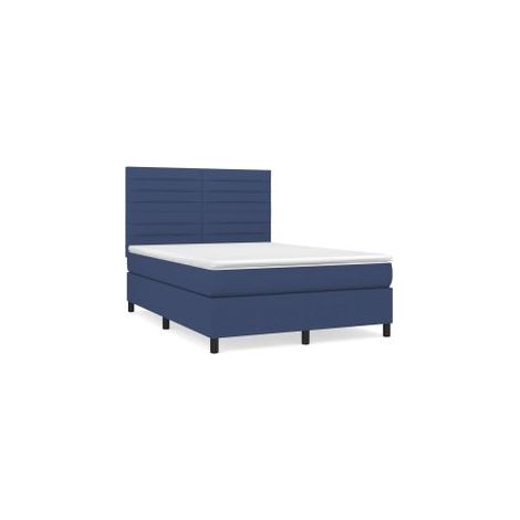 Sommier à lattes de lit avec matelas Bleu 140x190 Tissu (1/5)