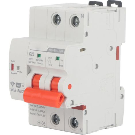 Disjoncteur WiFi intelligent 2P pour montage sur rail DIN, 230 V CA, pour usage domestique ou industriel TOWSM1‑100 (1/5)