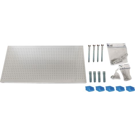 SimonRack Panneau Mural Perforé Porte-Outils avec 30 Crochets – 600x1200x35 mm – Acier Zincato – Simonwork