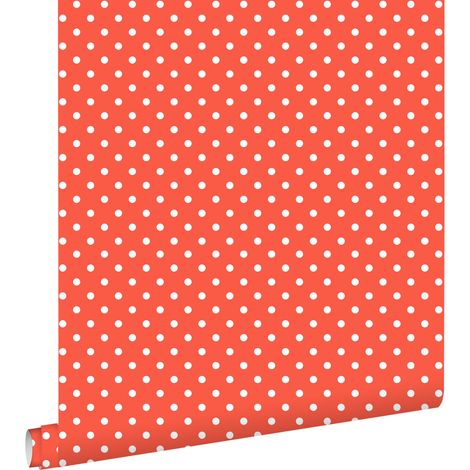 papier peint à motif de petits points corail rouge - ESTAhome (1/5)