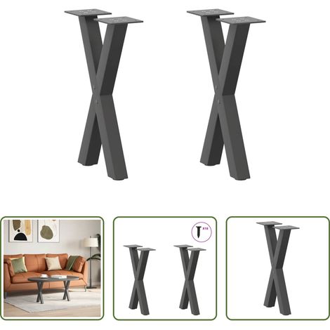 X-Form -  Couchtischbeine X-Form 2 Stk. Anthrazit 28x(42-43) cm Stahl