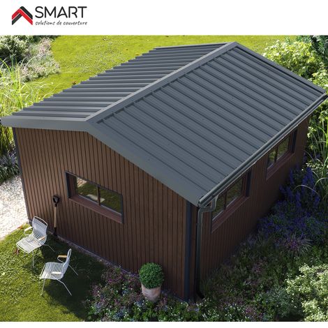 Bravo The Smart Solution – Faitière double crantée TR45 – Bac acier 2.10m – Épaisseur 0.63mm – Coloris gris anthracite RAL 7016 – Accessoire toiture léger