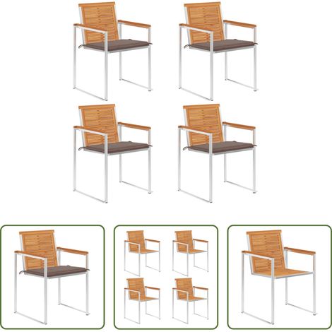 Chaise de jardin en bois - Chaises de jardin lot de 4 avec coussins Bois d'acacia massif (1/5)