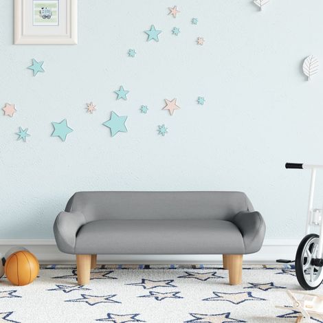 Canapé pour enfants, Fauteuil enfants, Canapé Relax Salon, Canapé droit fixe gris clair 70x40x24 cm tissu MJU3864 (1/5)