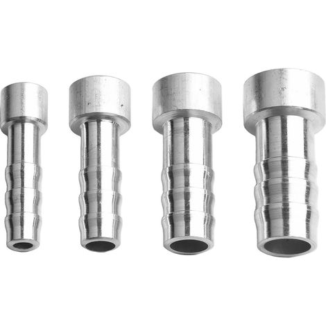 A/C Weld-On Barb Fitting Set Of 4 Aluminium Automotive Air Conditioning Pipe Connectors In Multiple Sizes 8Mm 10Mm 13Mm 15Mm For Repair And Installation Use In