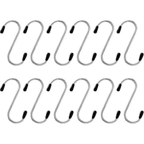 Lot de 12 cintres robustes en acier inoxydable, avec crochets pour serviettes.-Silver (1/3)