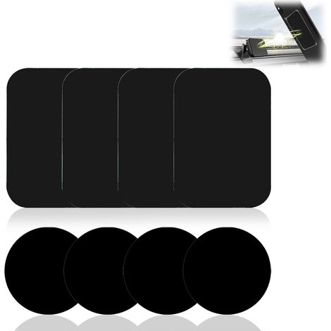 Placas metálicas adhesivas para soportes de teléfono - Juego de 6 (3 redondas + 3 rectangulares) - Para coches y accesorios (1/4)