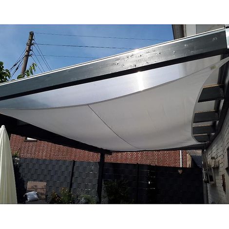 Pare-soleil carré en polyester gris, imperméable, pour terrasse, jardin, balcon - 250 x 250 cm (1/4)