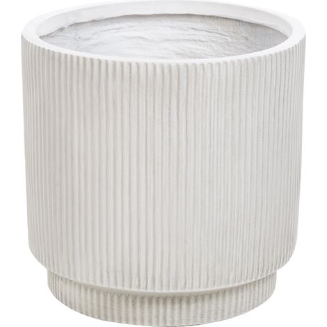 Maceta de mezcla de arcilla blanco crema 37 cm agujero drenaje acabado vertical Daria