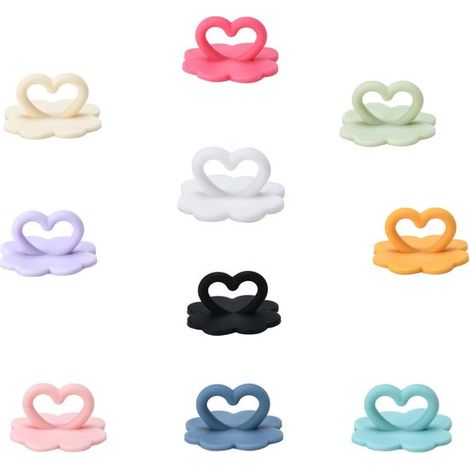 Crochets - Lot de 10 - Silicone - Forme cœur - Colorés - DIY - Pour décorer tasses, thermos et coques de téléphone - 2,5 x 1,5 cm (1/5)