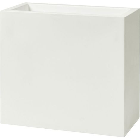 Vaso Rettangolare Indoor e Outdoor Tera Schio Tower Chalk 79x39 cm in Plastica Bianco Gesso